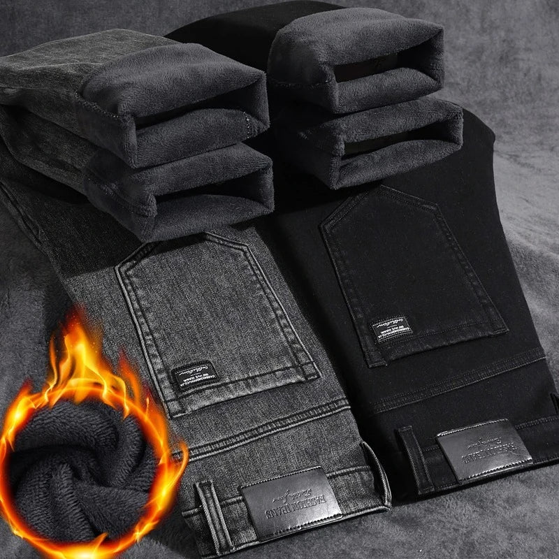 Warm Stretch Loose Fit Denim Pants - Jeglowstore