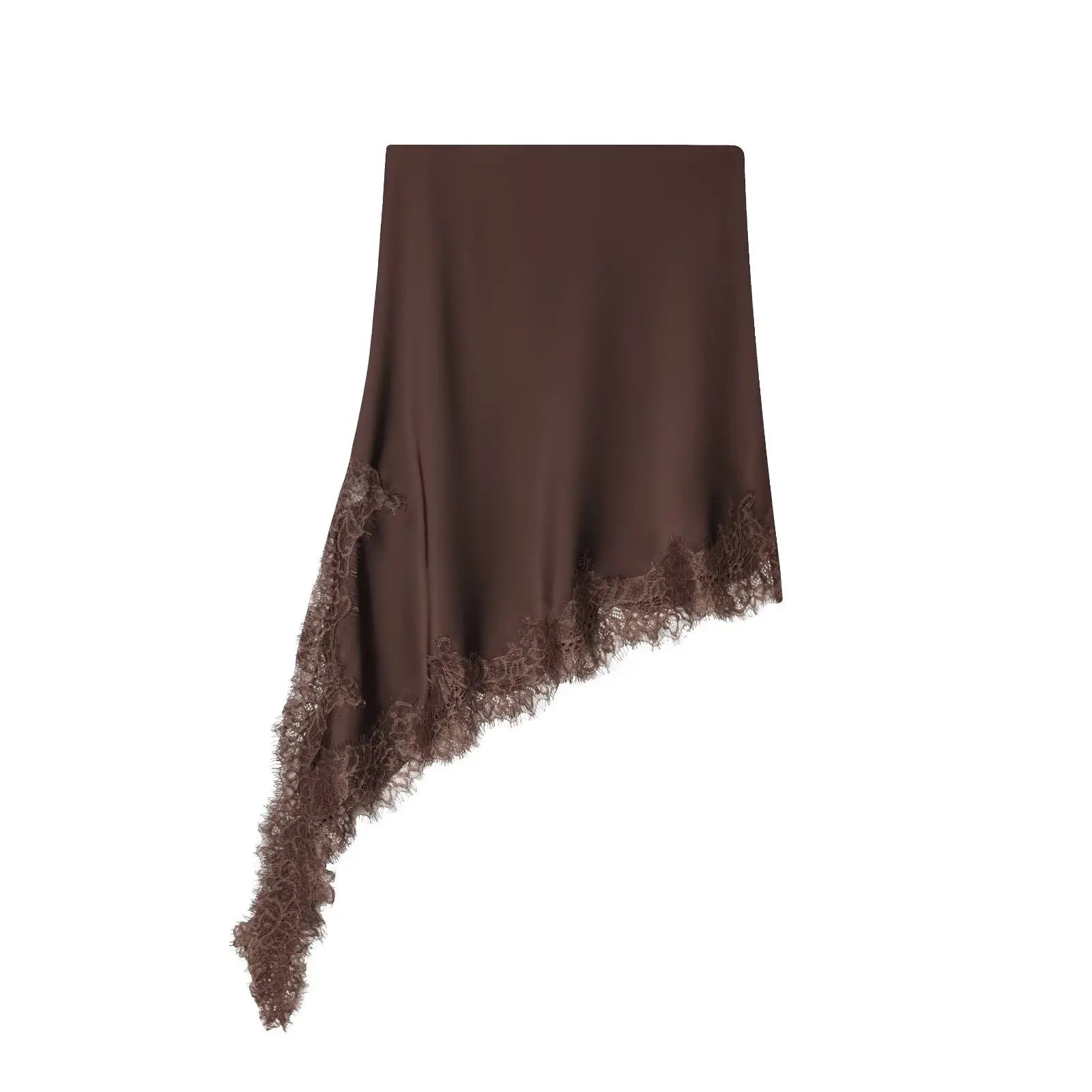 BSAY Asymmetric Lace Satin High Waist Skirt - Jeglowstore