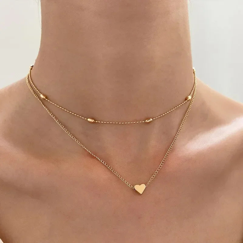 Women’s Heart Star Charm Chain Necklace - Jeglowstore
