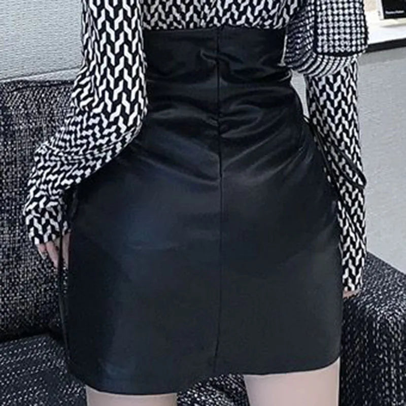 Slim Fit Leather Club Mini Skirt - Jeglowstore