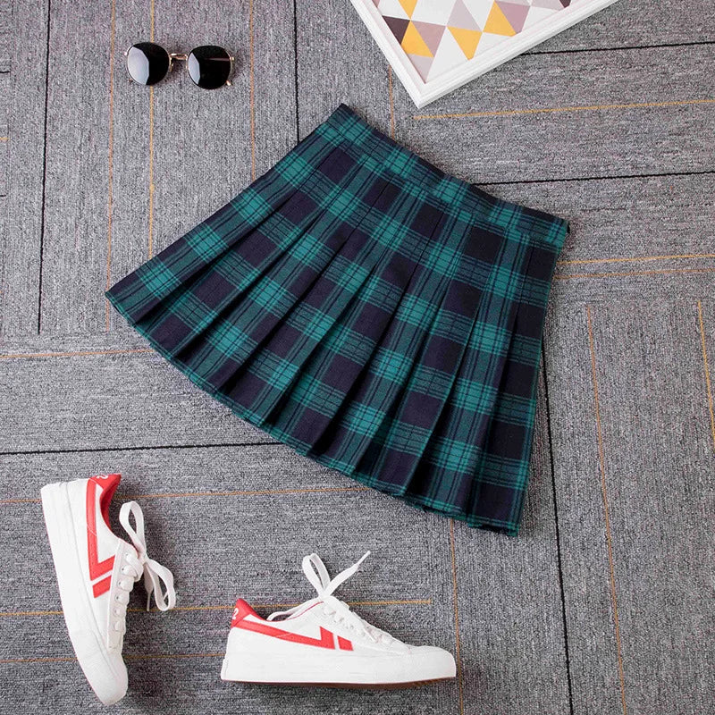 Plaid High Waist Pleated Skirt - Jeglowstore
