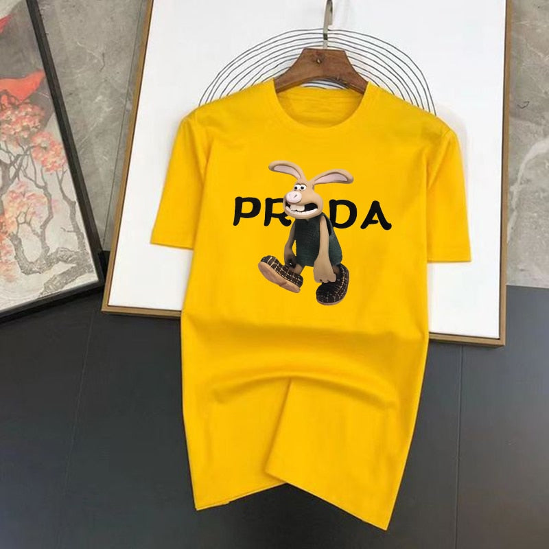 Summer Rabbit Print T shirt 100%Cotton High quality T-shirt