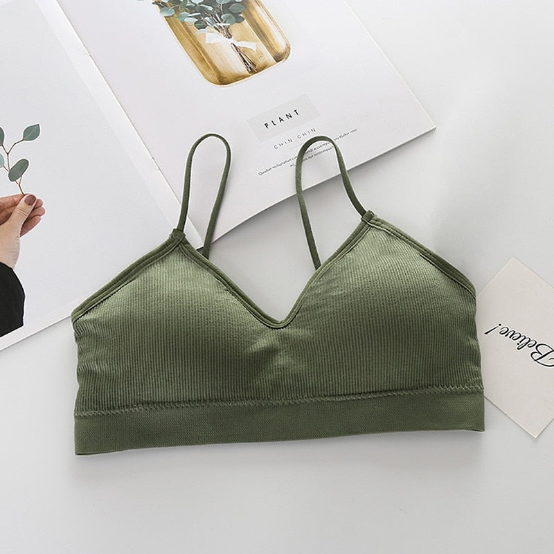 Women Sexy Crop Tops Sports Bra Female Tube Tops Sleeveless Camis Seamless Lingerie Tee Bra Bandeau Crop Top Tanks