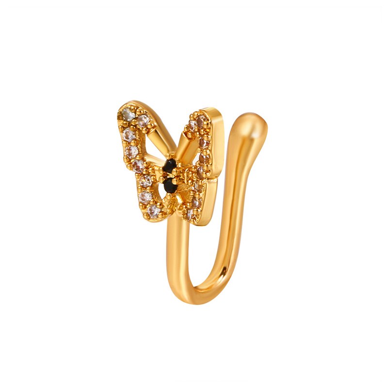 1 Pcs butterfly Non Pierced Without Hole Nose Ring Clip On Nose Hoop Ring Fake Piercings Ear Cuff Tragus Earrings Cartilage