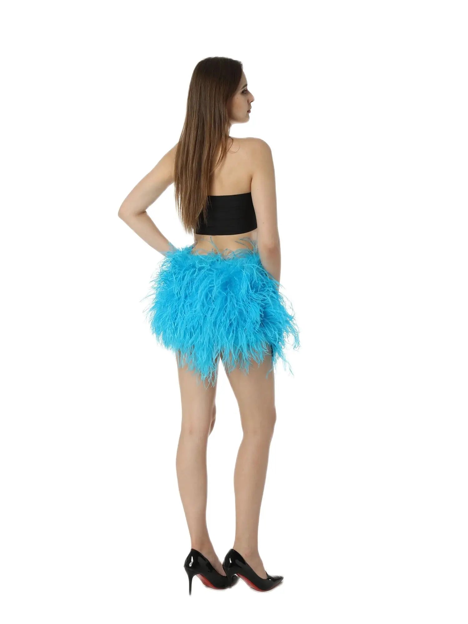Ostrich Feather Mini Skirt - Jeglowstore