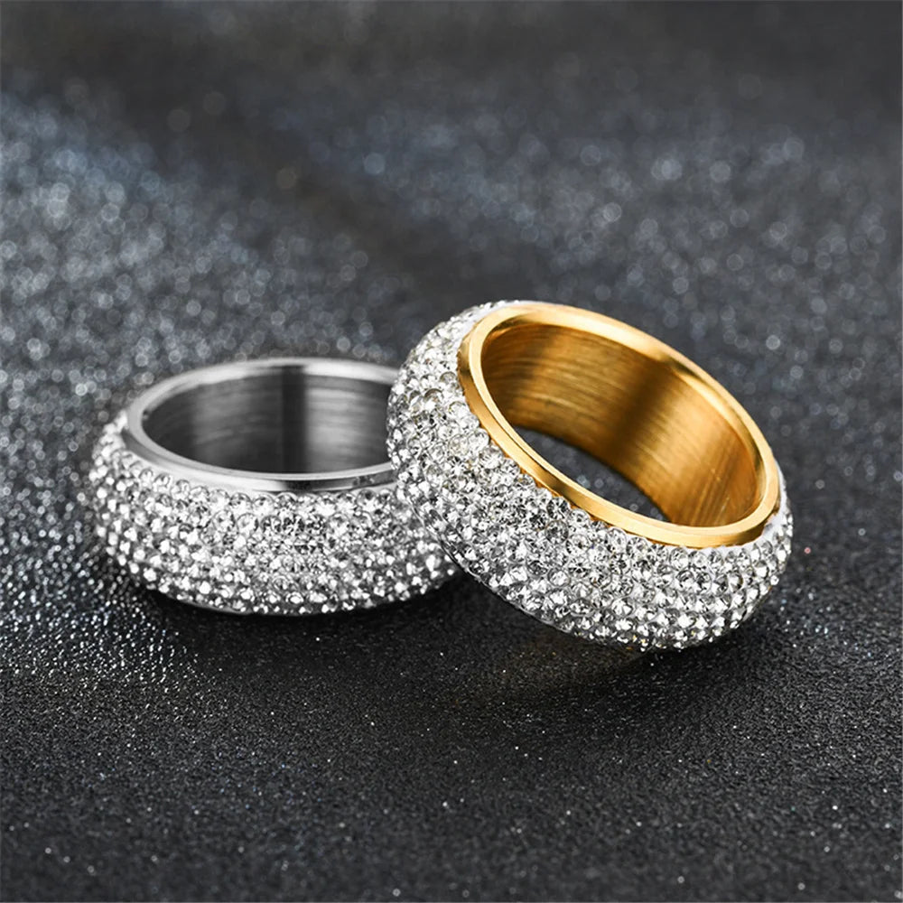 Hip Hop Stainless Steel Ring with Cubic Zirconia - Jeglowstore