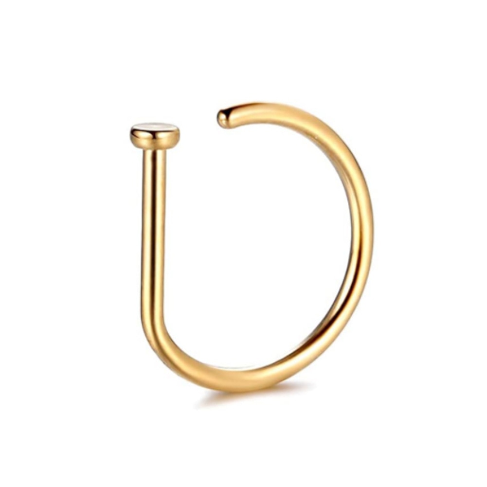 1PC G23 Titanium Nose Rings D Shape Nose Hoop Stud Ear Cartilage Piercing Nose Nostril Piercing Nariz Body Jewelry Piercings