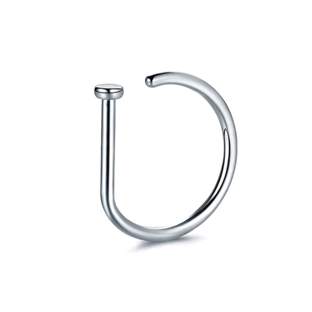 1PC G23 Titanium Nose Rings D Shape Nose Hoop Stud Ear Cartilage Piercing Nose Nostril Piercing Nariz Body Jewelry Piercings
