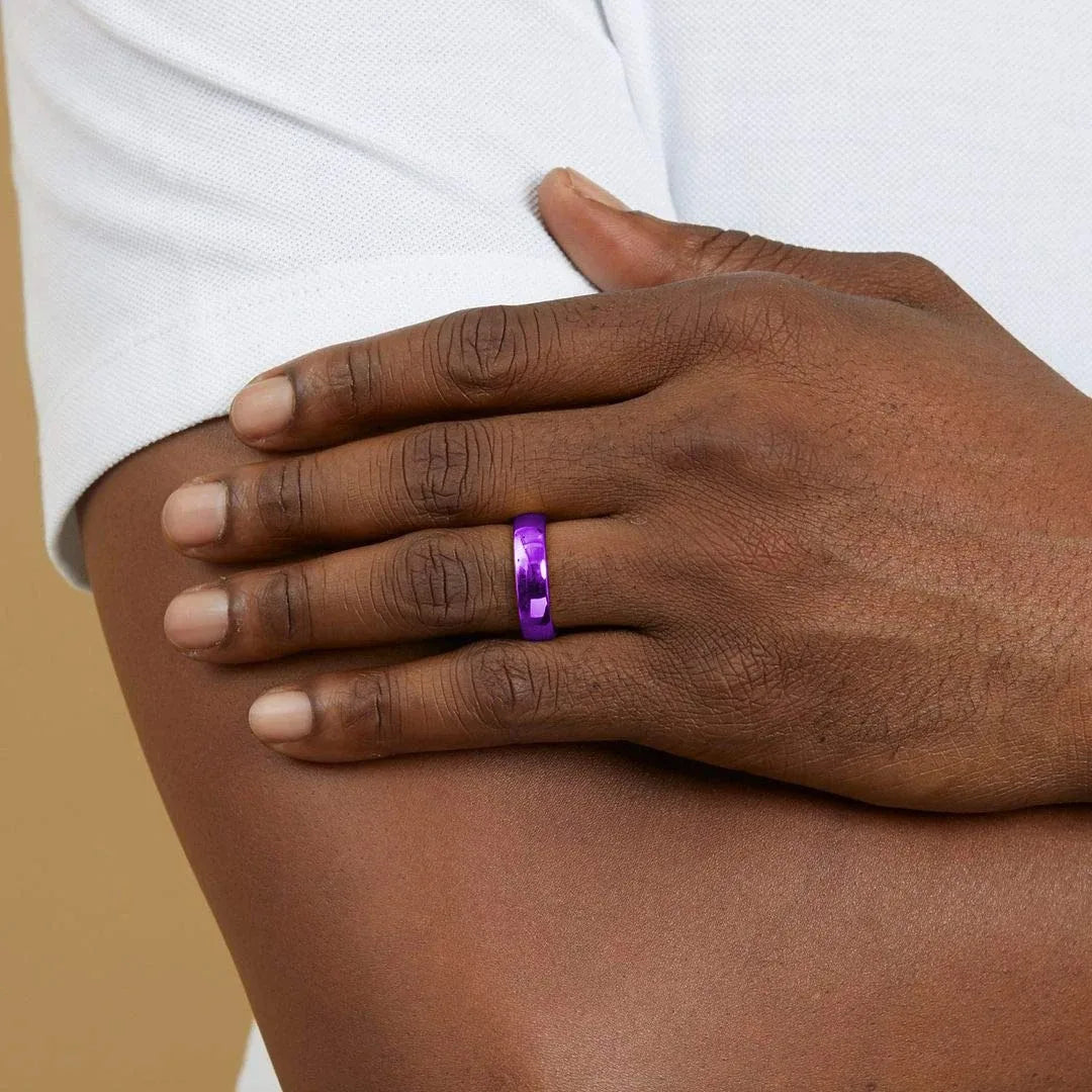 Purple Titanium Steel Promise Ring - Jeglowstore