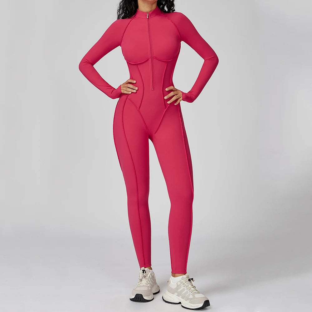 Women’s Long Sleeve Workout Bodysuit High-Intensity Jumpsuit - Jeglowstore