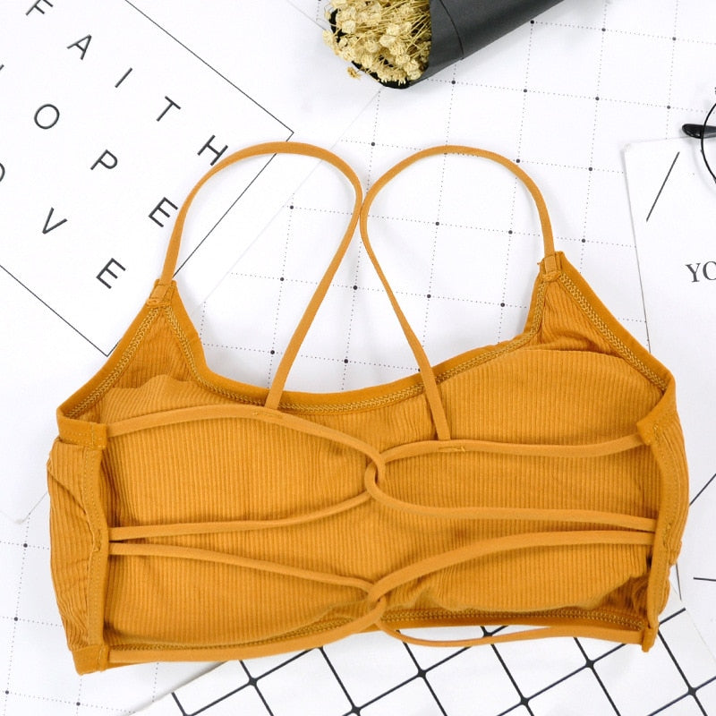 Thin Strape Yoga Sports Bra, Breathable Comfortable Workout Top Bra Without Steel Ring,Sexy Beauty Back Sports Bra for Women Gym