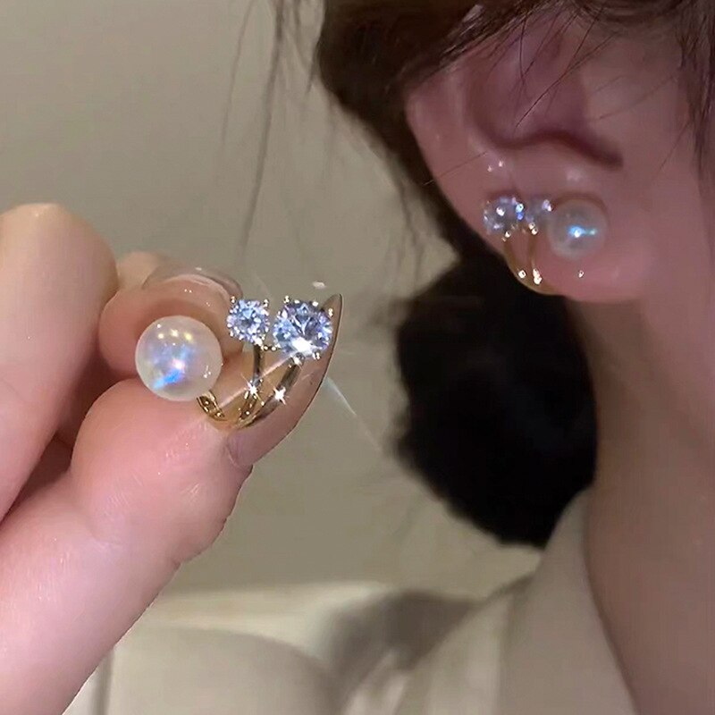 Small Stud Earring For Woman Golden Crystal Shinning Luxury Girl Jewelry Christmas Gift Wedding Accessories Trendy Ear Rings