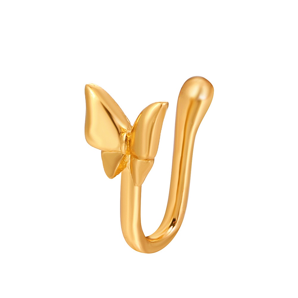1 Pcs butterfly Non Pierced Without Hole Nose Ring Clip On Nose Hoop Ring Fake Piercings Ear Cuff Tragus Earrings Cartilage