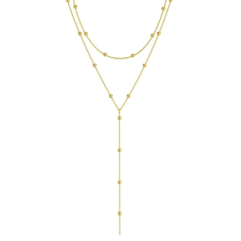 Long Gold Chain Bead Choker - Jeglowstore