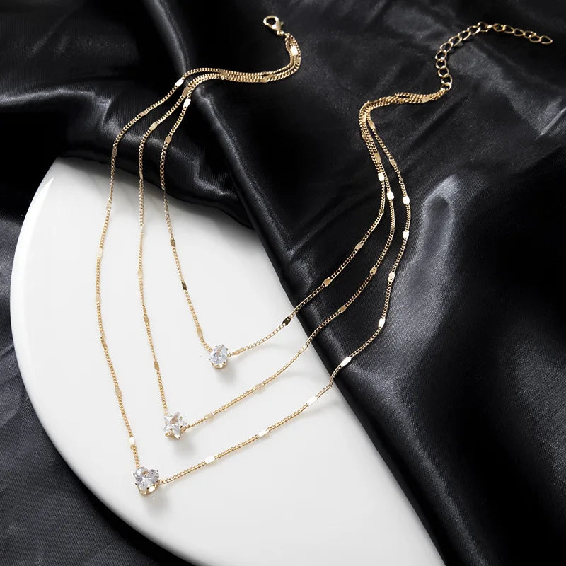 Women’s Heart Star Charm Chain Necklace - Jeglowstore