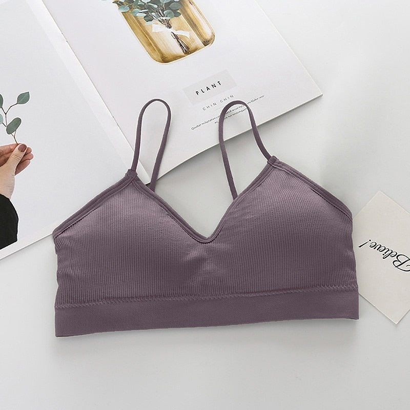 Women Sexy Crop Tops Sports Bra Female Tube Tops Sleeveless Camis Seamless Lingerie Tee Bra Bandeau Crop Top Tanks