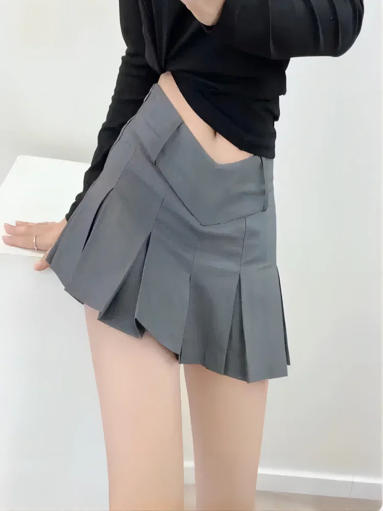 High Waist Pleated Mini Skirt