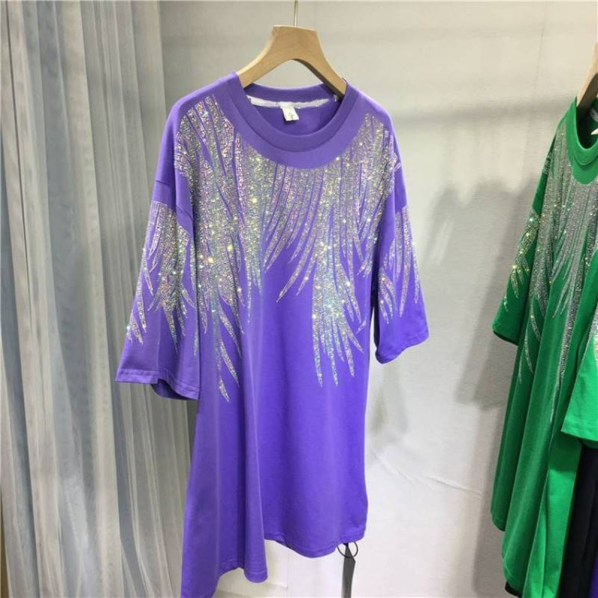 L-4XL Plus Size Tops Rhinestone Graphic T-shirt