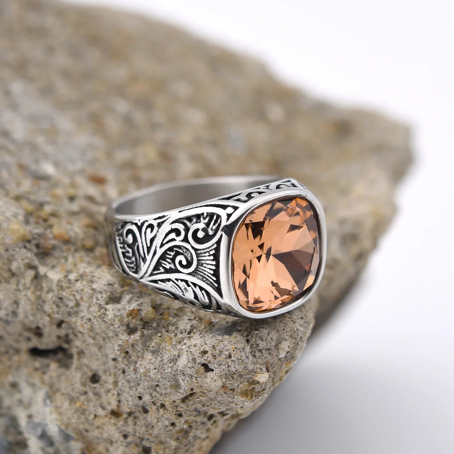 Men’s Multi-Color Stainless Steel Gemstone Ring - Jeglowstore