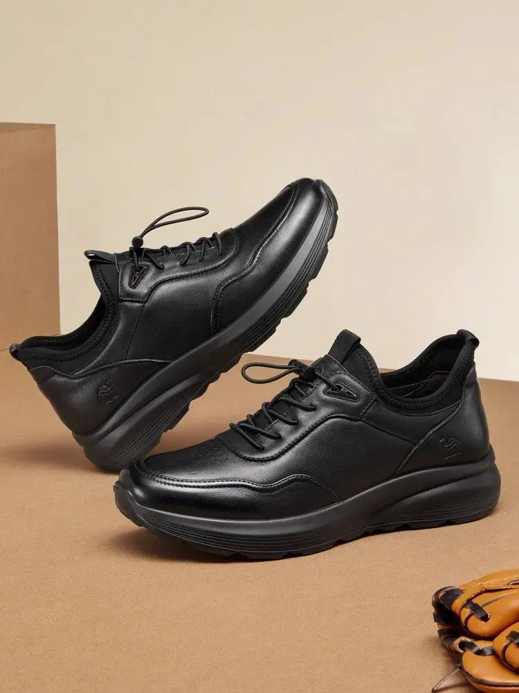 Golden Camel Men's Shoes Winter Velvet Warm Business Casual Sports Leather Shoes Soft Sole Shock Absorption Non-slip Sneakers - Jeglowstore