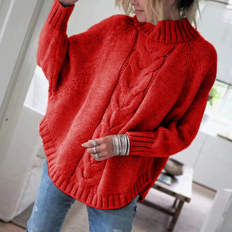 Women’s Loose Fit Cable Pullover - Jeglowstore