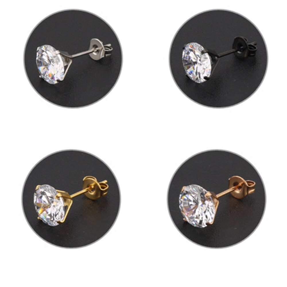 1 Pair Medical Stainless steel Ear Studs Earrings For Women 4 Prong Tragus Cartilage Piercing Jewelry