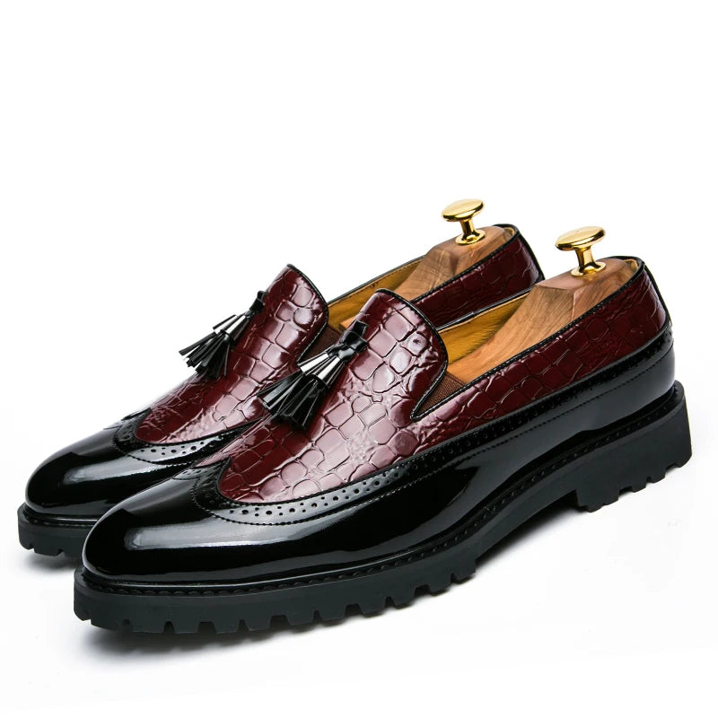 Men’s Business Casual Croc Print Shoes - Jeglowstore