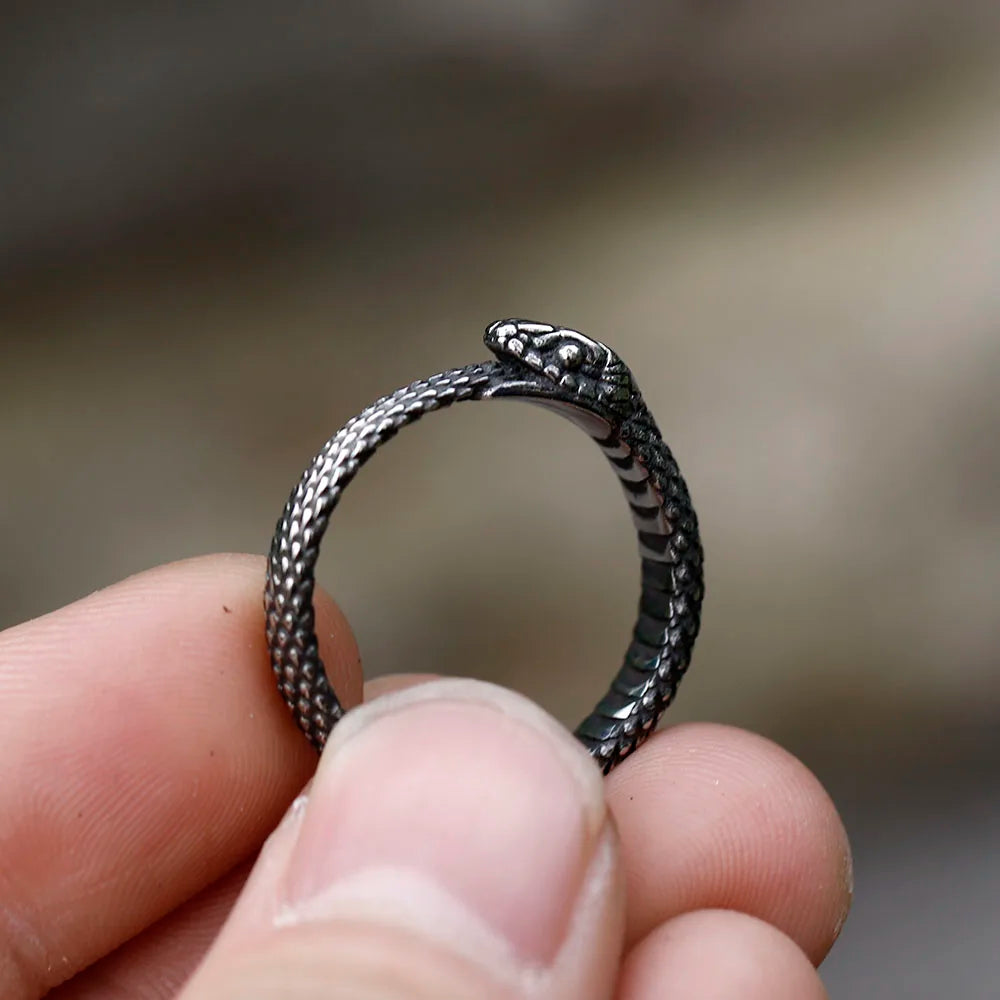 Men’s Viking Snake Head Stainless Steel Ring - Jeglowstore