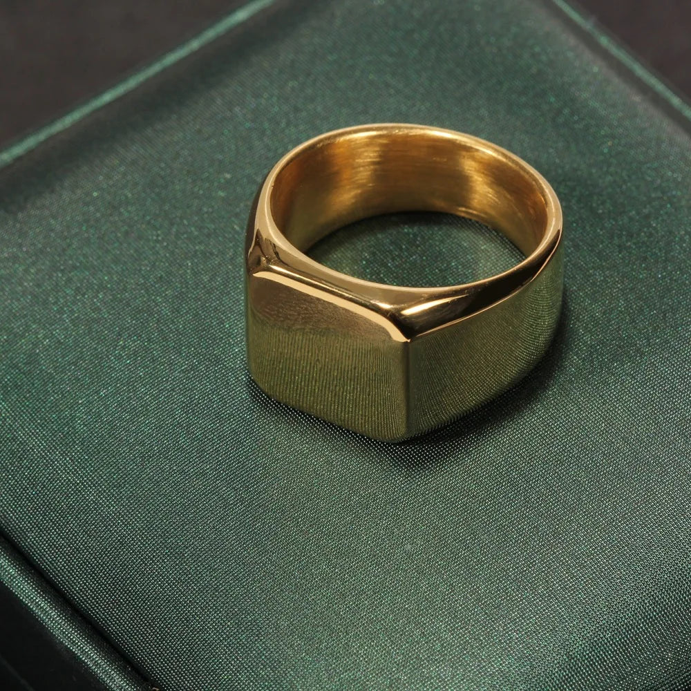 Men’s Square Stainless Steel Signet Ring - Jeglowstore