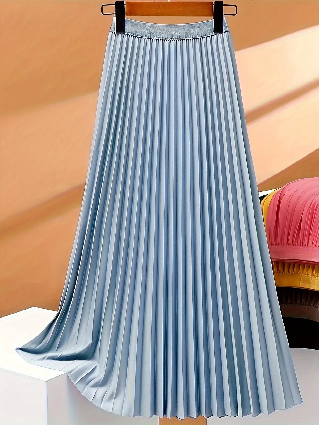 Women’s Vintage Pleated Long Skirt Casual Elegant