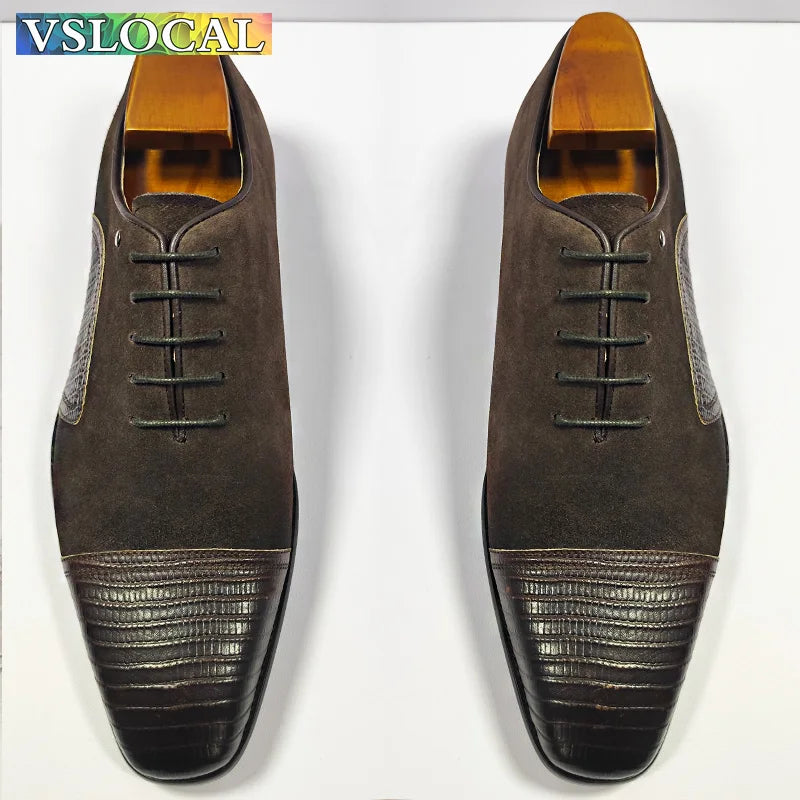 Men’s Leather Cap Toe Oxford Shoes - Jeglowstore