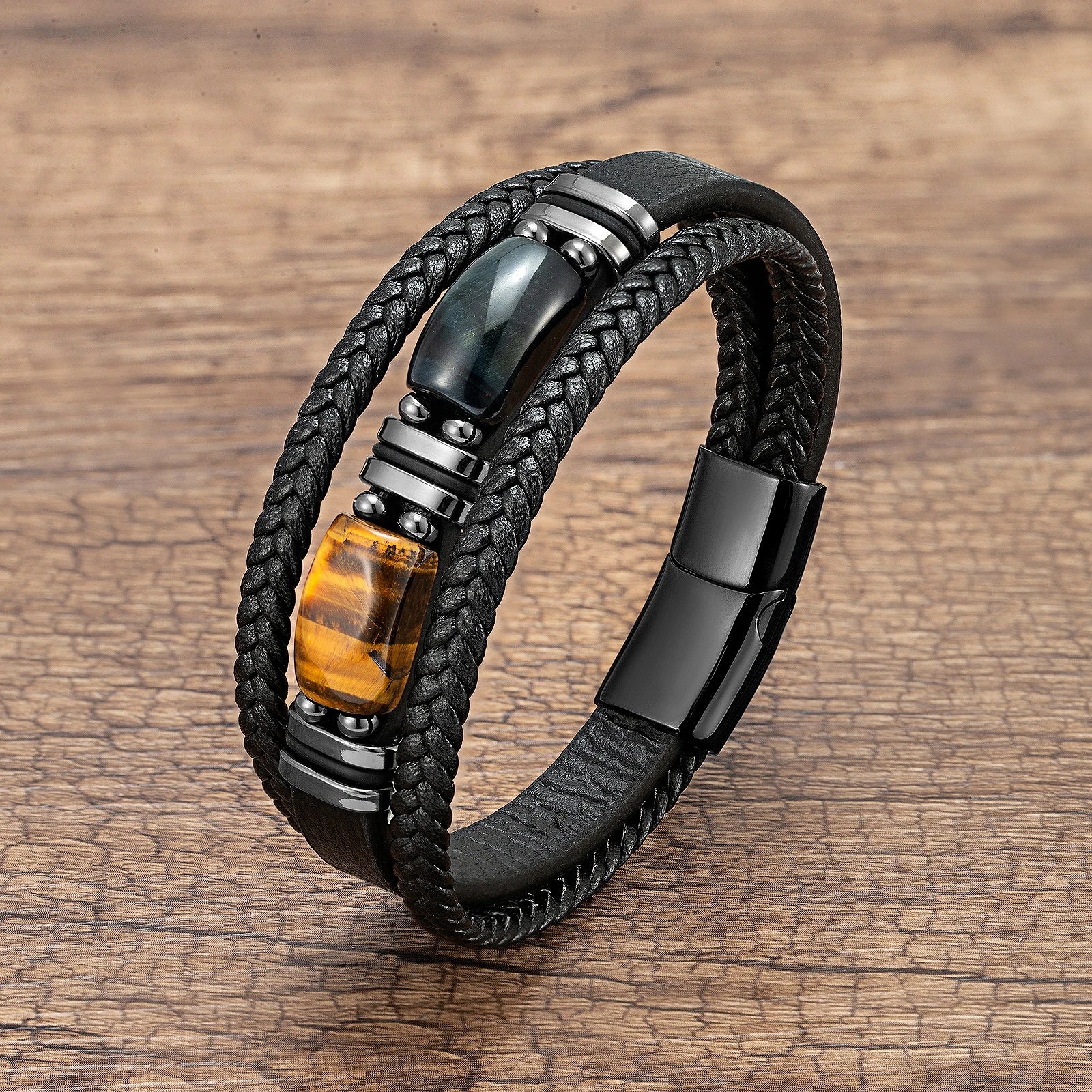 Multilayer Tiger Eye Leather Bracelet - Jeglowstore