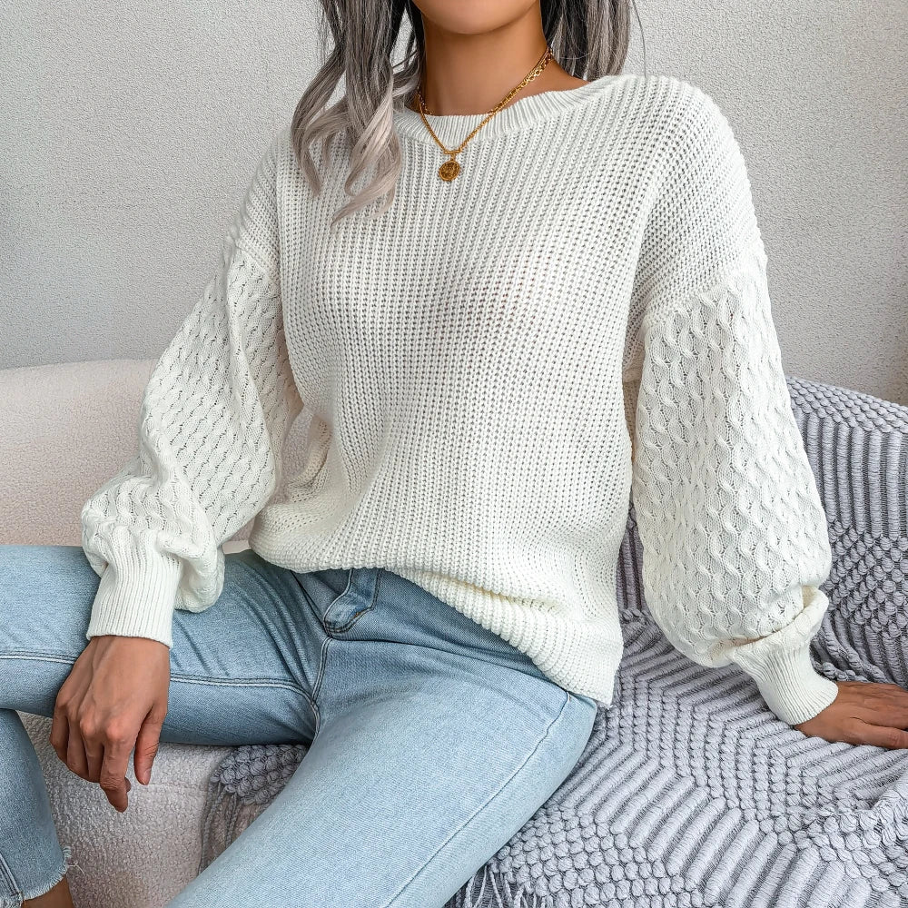 Women’s Fashion Lantern Sleeve Sweater - Jeglowstore