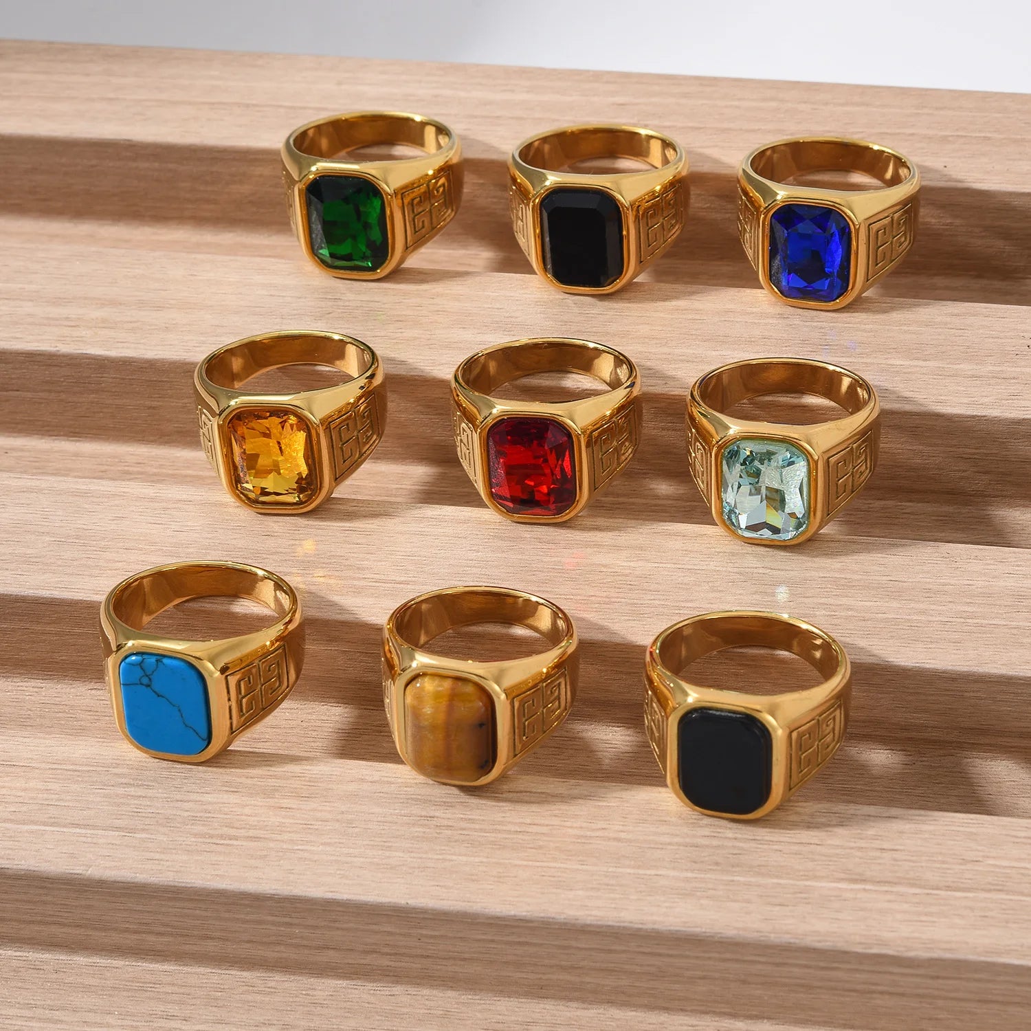 Onyx Gemstone Stainless Steel Ring - Jeglowstore