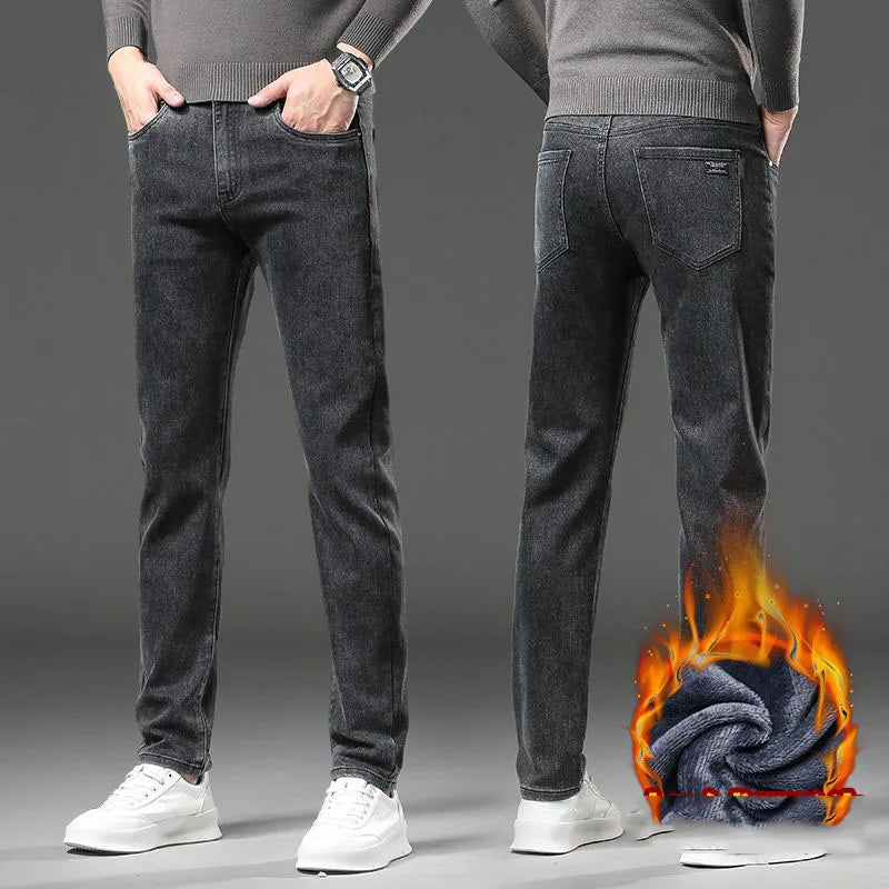 Warm Stretch Loose Fit Denim Pants - Jeglowstore