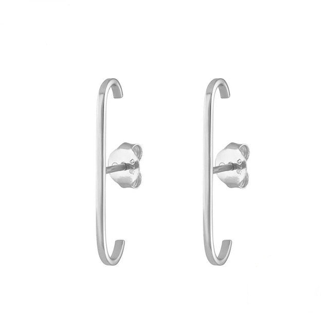 SIPENGJEL Fashion Single Row Crystal Zircon Geometric Stud Earrings for Women Ear Hook Clip Earrings Statement Piercing Jewelry