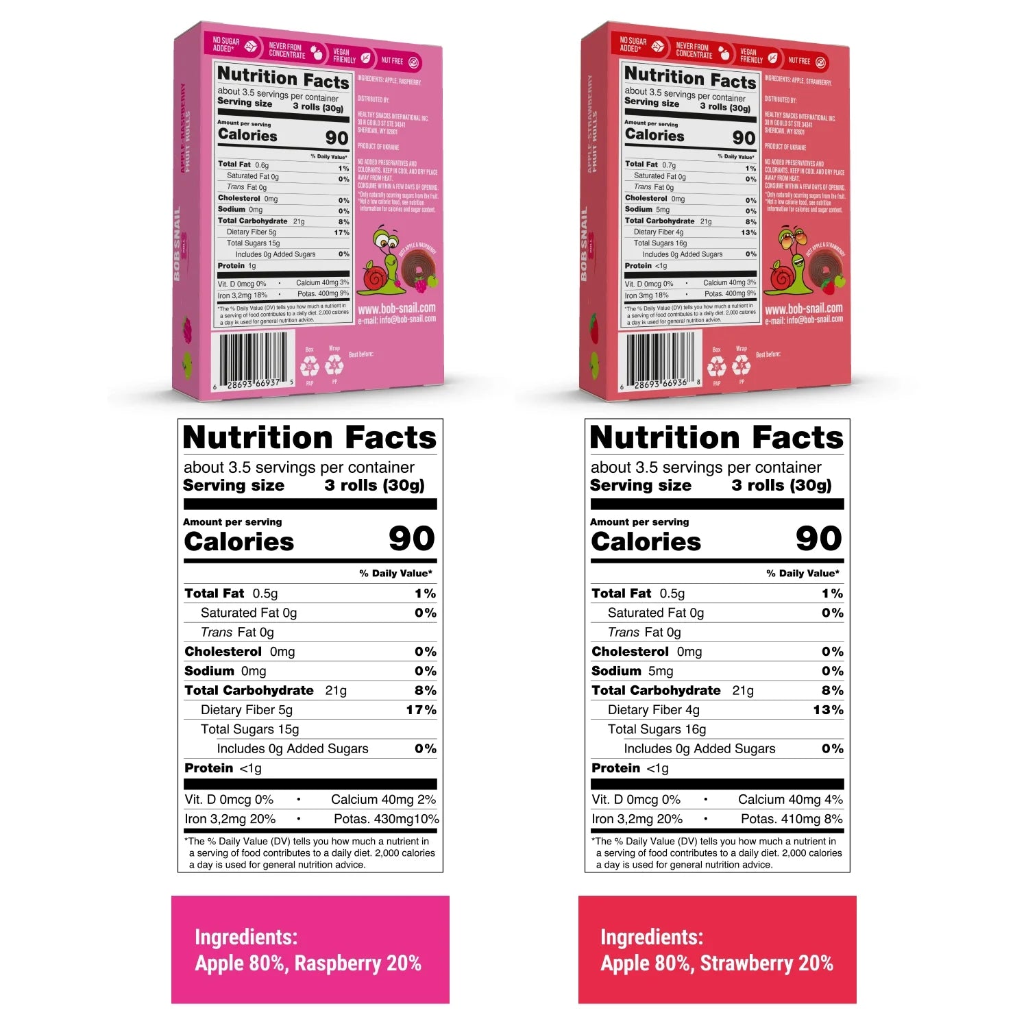 Bob Snail Berry Mix Gluten-Free Fruit Roll Ups, 50 Pieces
