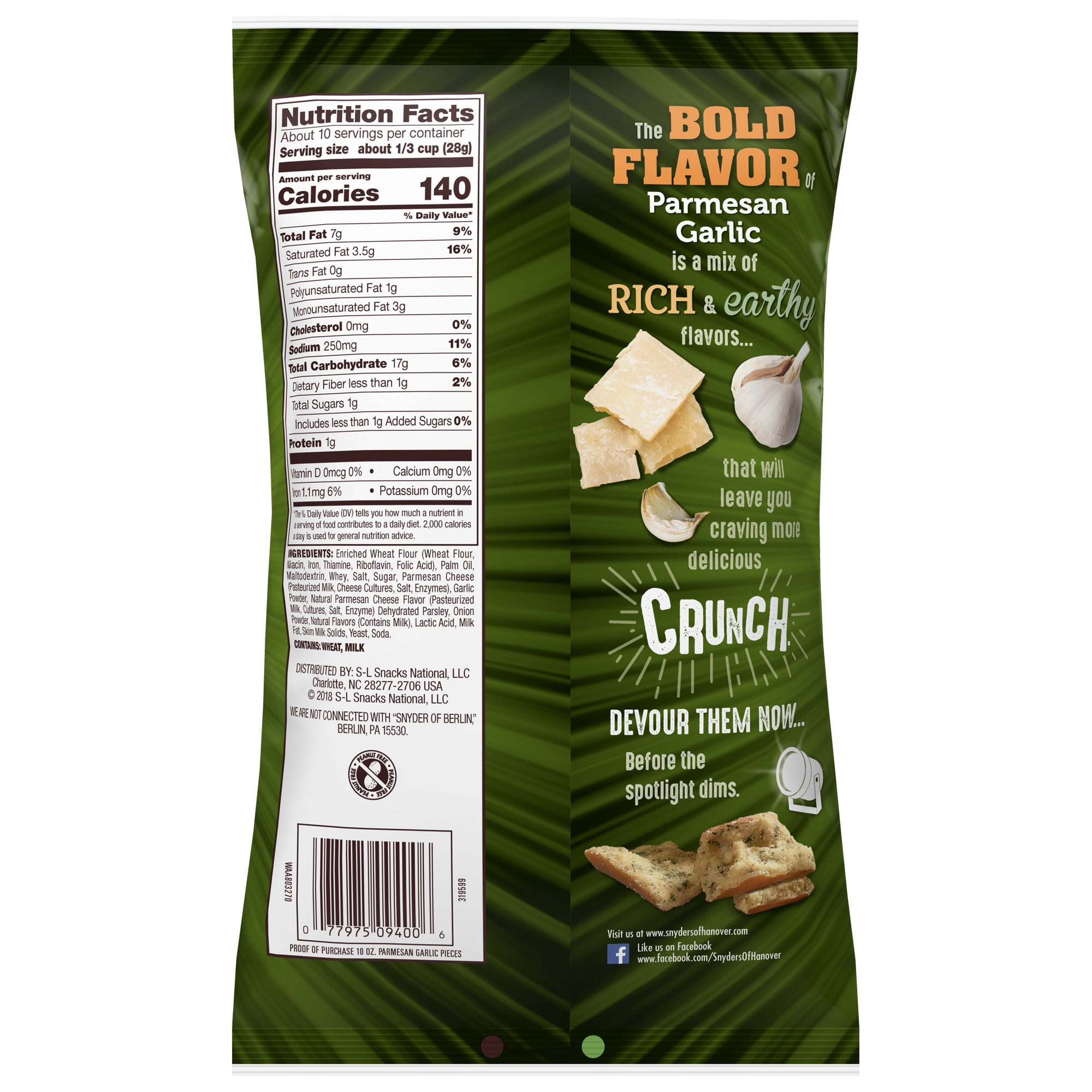Snyder's of Hanover Pretzel Pieces, Parmesan Garlic, 10 oz