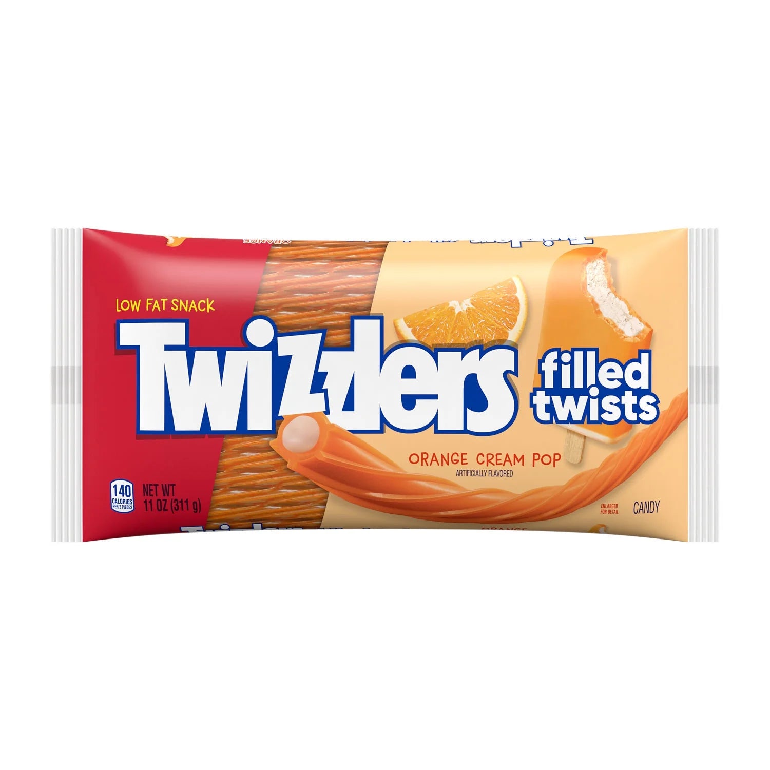 Twizzlers Filled Twists Orange Cream Pop Flavored Licorice Style Candy, Bag 11 oz (Pack of 2)