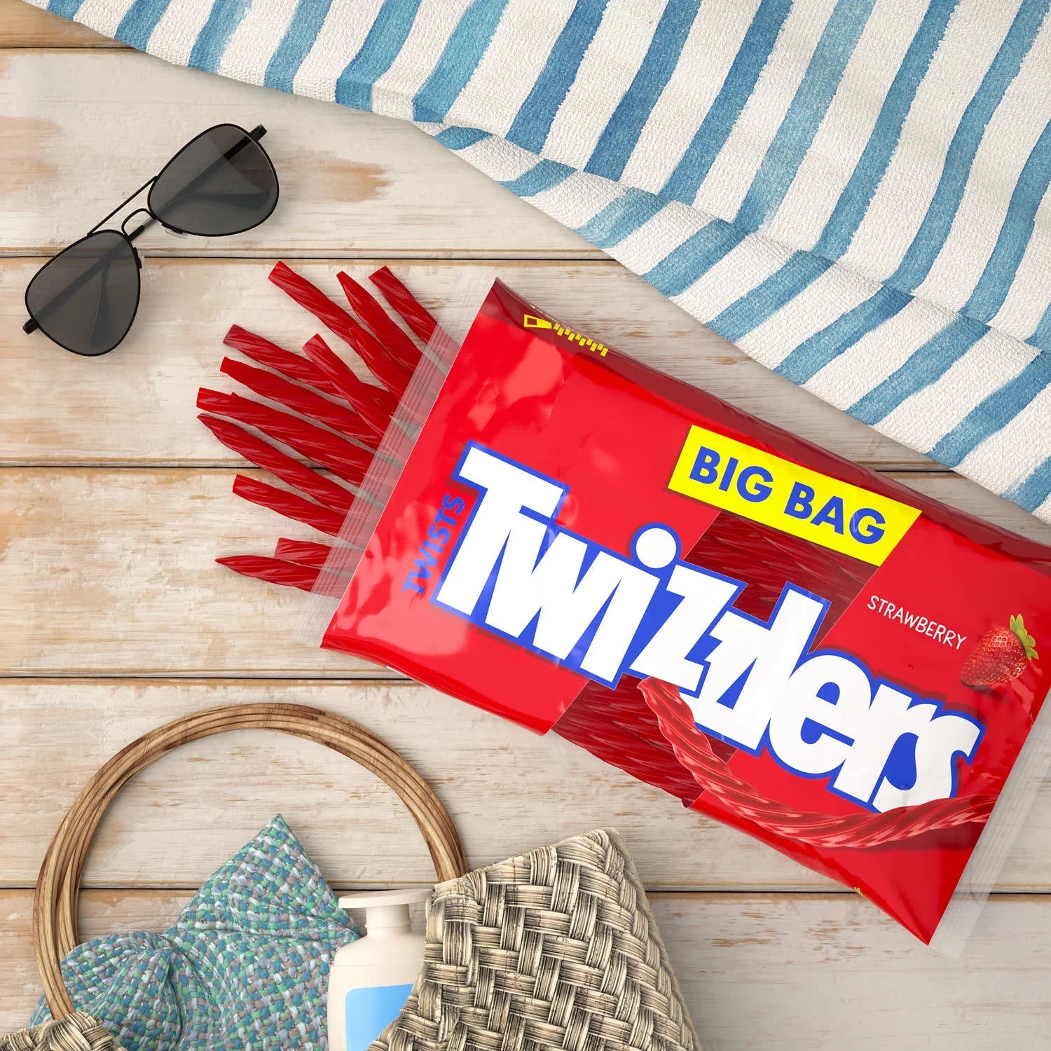 Twizzlers Twists Strawberry Flavored Licorice Style Chewy Candy, Big Bag 32 oz