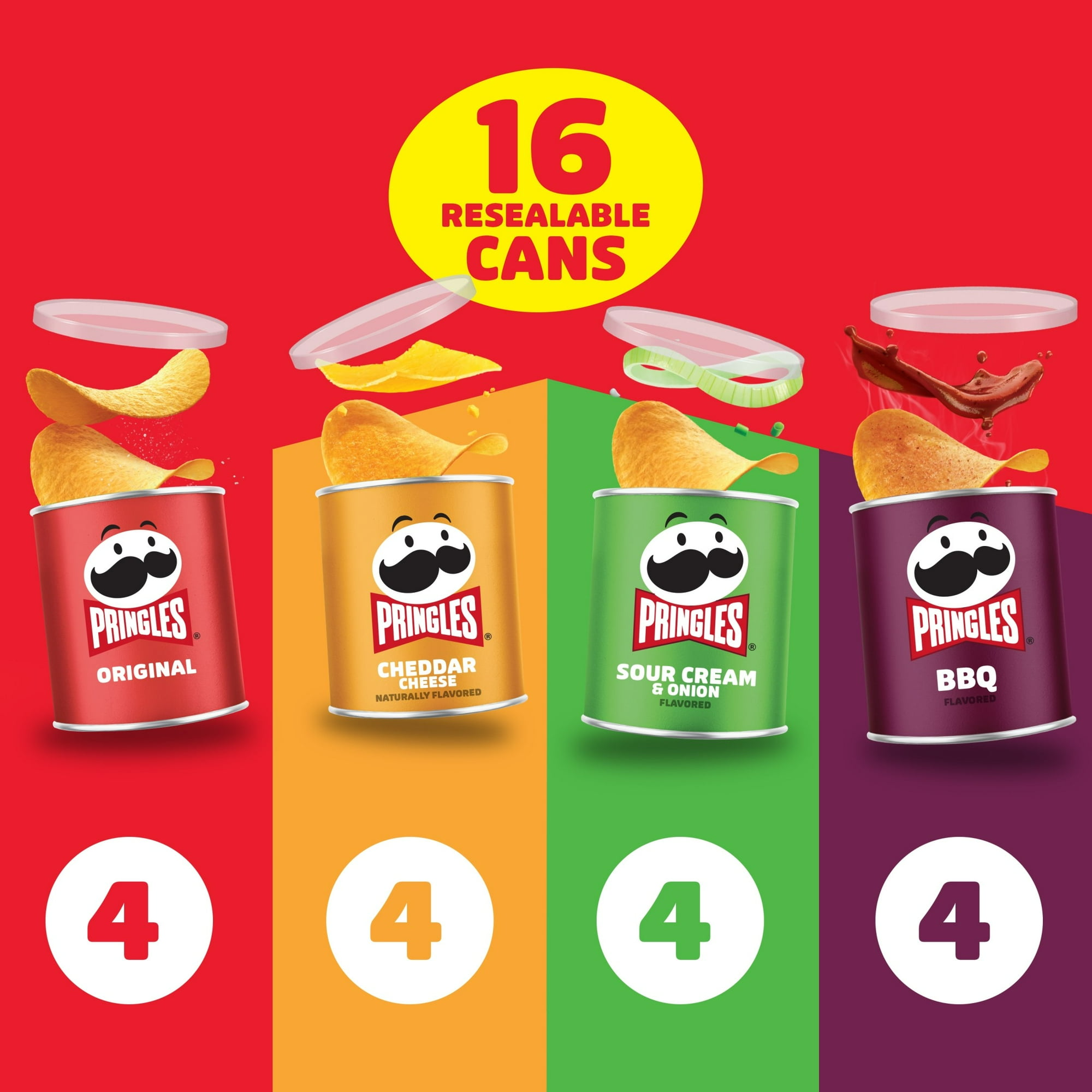 Pringles Variety Pack Potato Crisps Chips, Lunch Snacks, 16 Count
