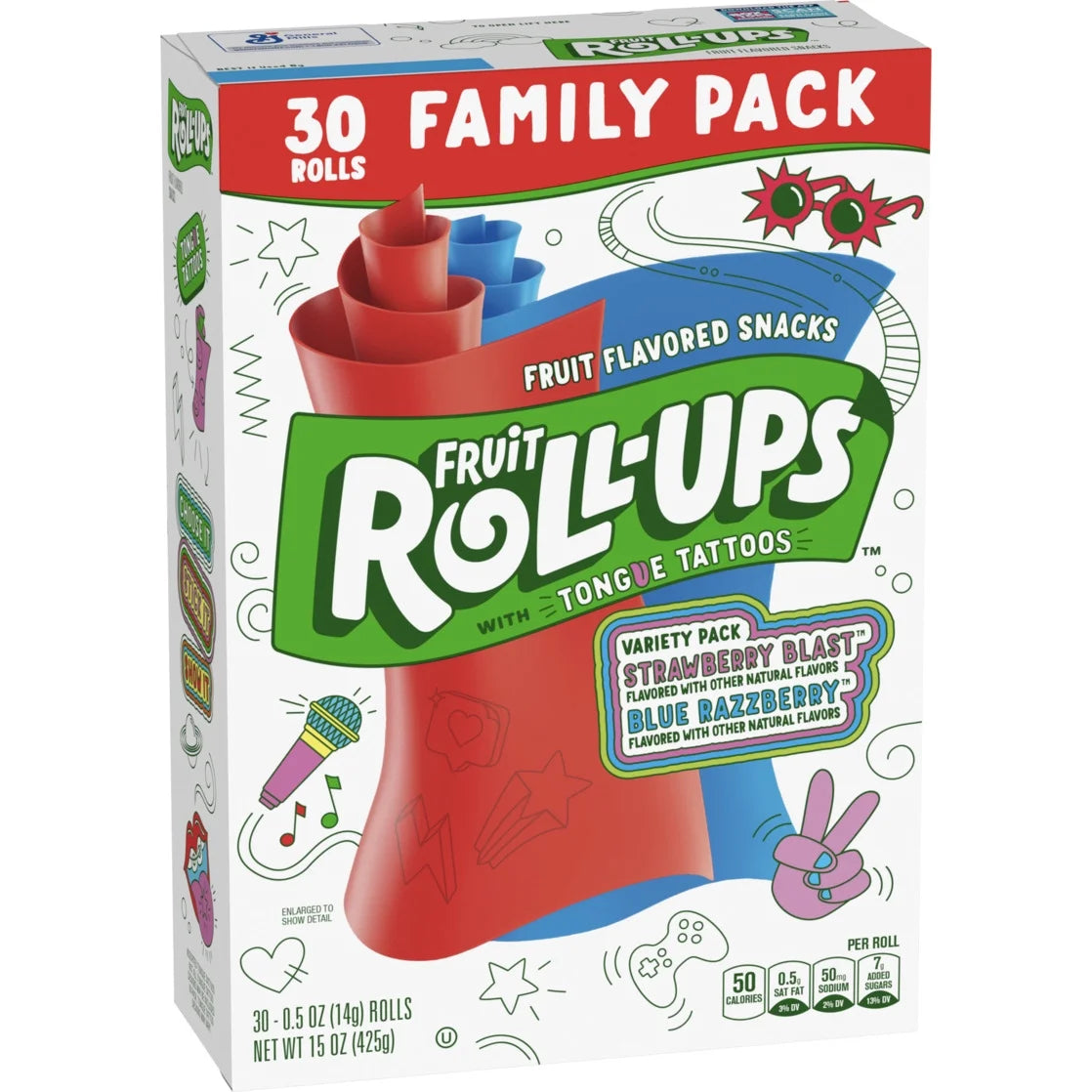 Fruit Roll-Ups Fruit Flavored Snacks, Halloween Treats, Family Pack, 30 count, 15 oz