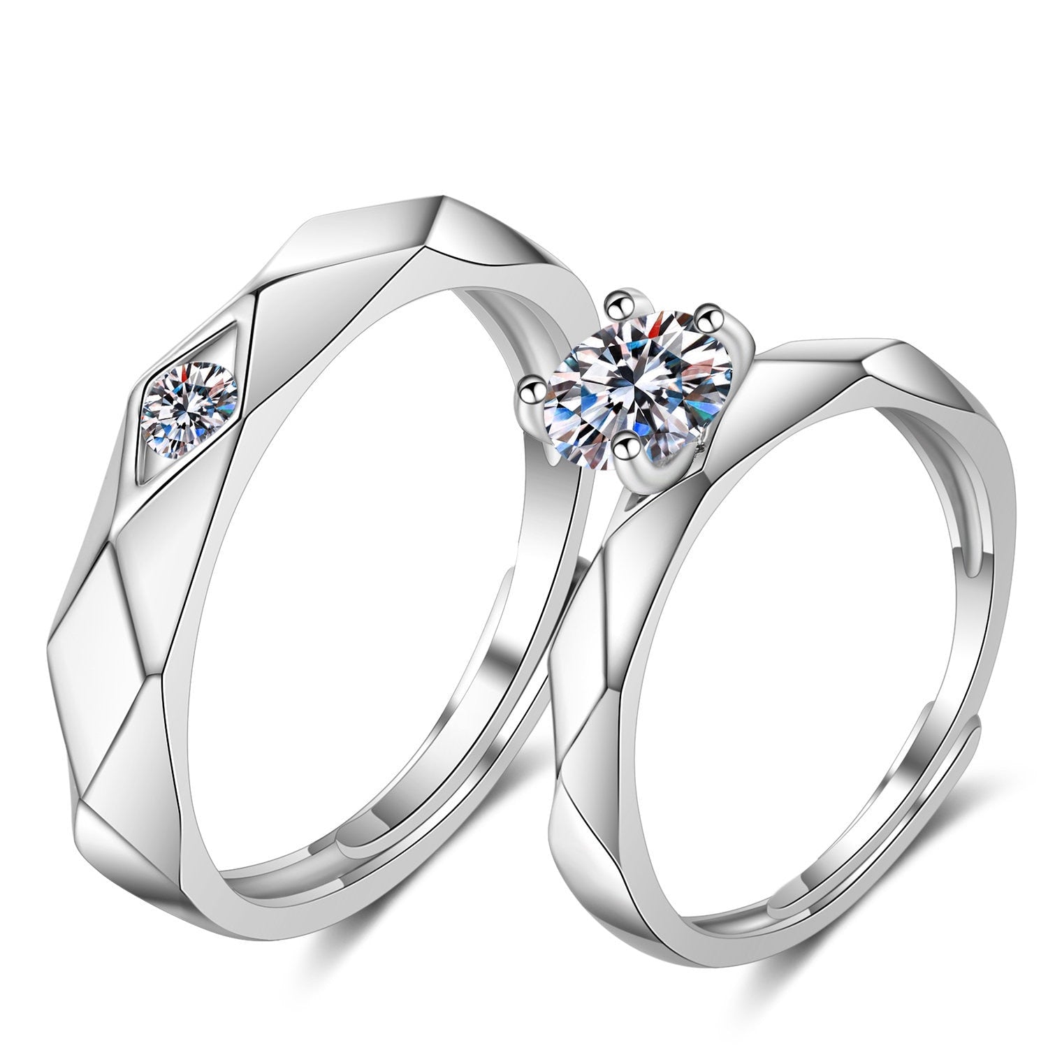 Love Heart Zircon Silver Plated Couple Ring - Jeglowstore
