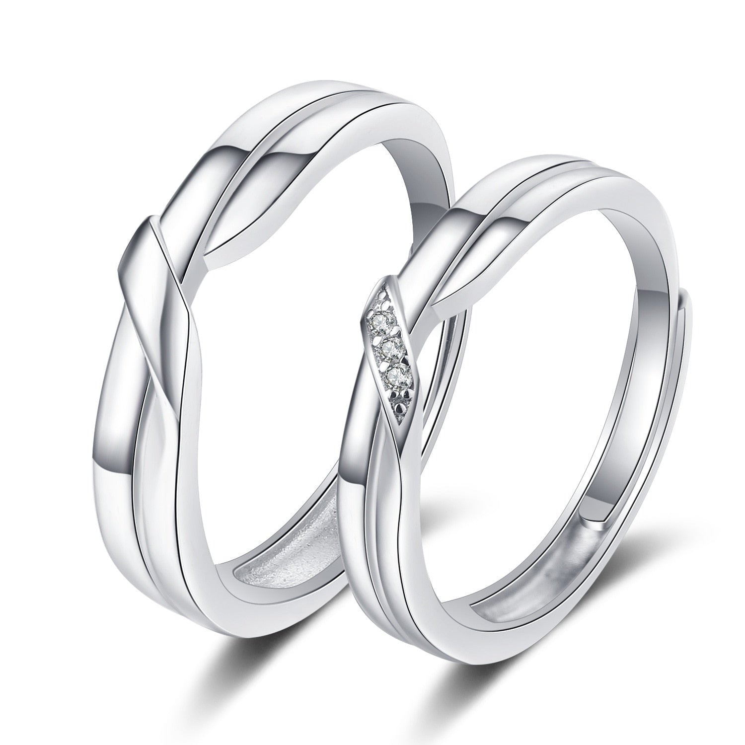 Love Heart Zircon Silver Plated Couple Ring - Jeglowstore