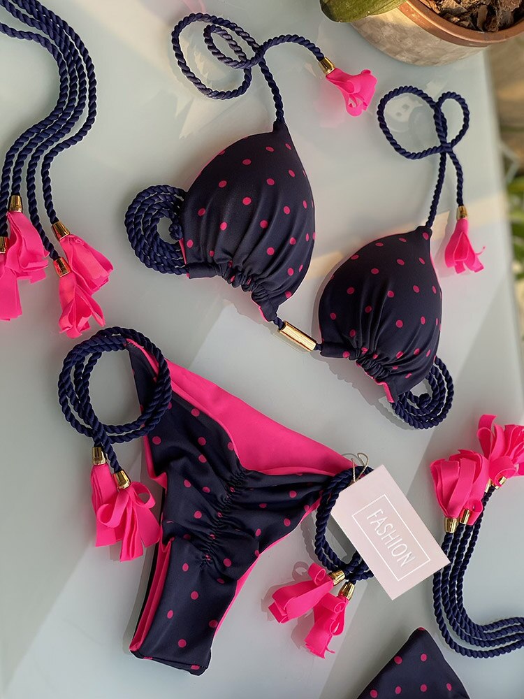 Miyouj Thong Bikini Set 2022 Blue Color Swimsuit Woman Sexy Bathing Suits Two Piece Bikinis Triangle Bandage Female Beachwear