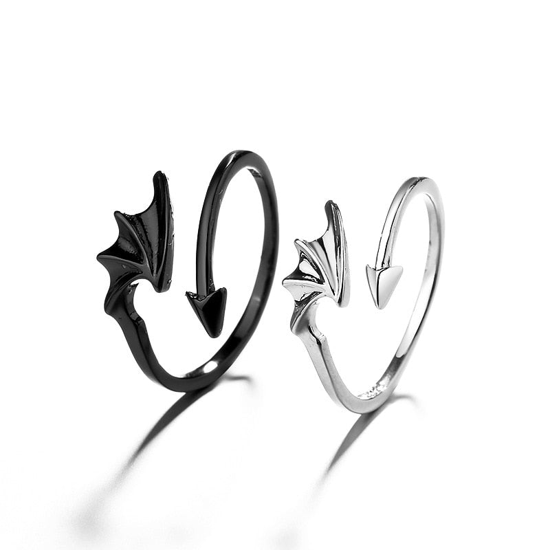 Romantic Angel and Demon Wings Couple Ring