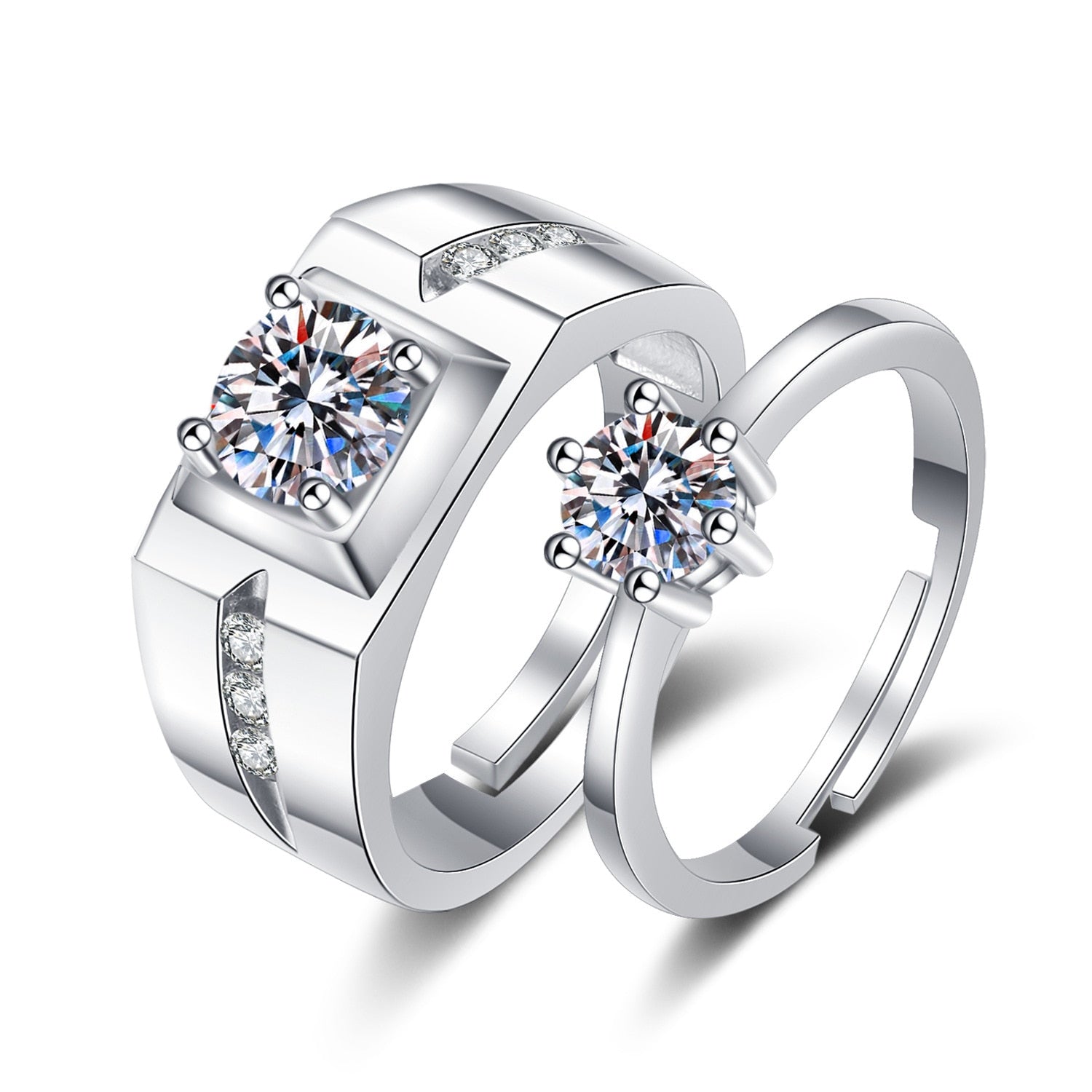 Love Heart Zircon Silver Plated Couple Ring - Jeglowstore