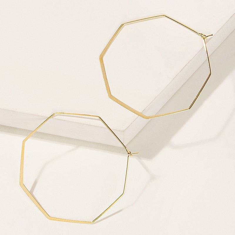 17KM Vintage Geometric Gold Plated Metal Earrings Set