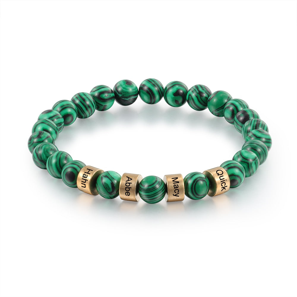 Personalized Name Stone Bead Engraving Bracelet
