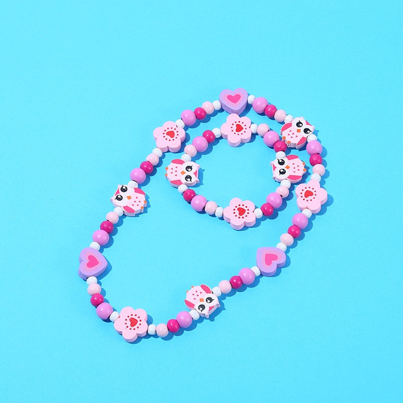 2pcs/Set Fashion Natural Wood Beads Necklace Bracelet